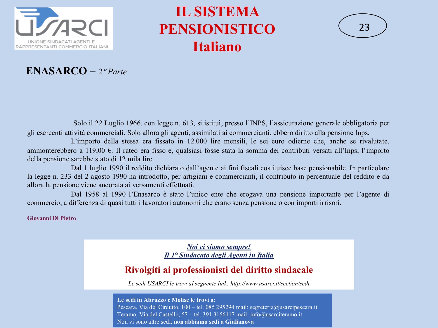 IL SISTEMA PENSIONISTICO ENASARCO 2° parte