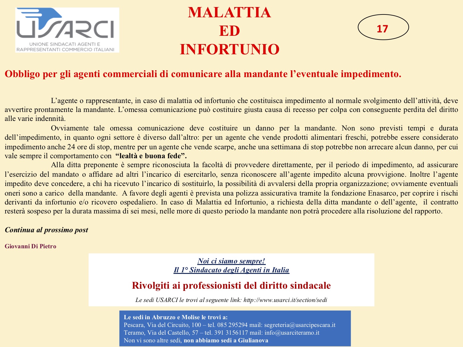 MALATTIA ED INFORTUNIO